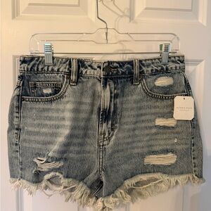 Altar'd State Light Blue Distressed Jean Shorts